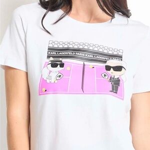 Karl Lagerfeld White Tee with Pink Graphic